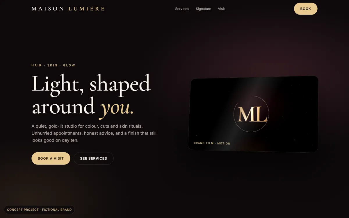 Maison Lumière salon concept site